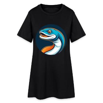 Aal Niedliche Kawaii Cartoon Clipart Tier Haustier Logo - Frauen T-Shirt-Kleid - Schwarz - Vorne