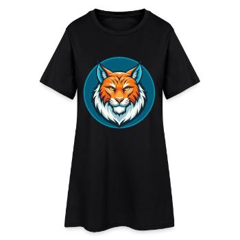 Luchs Niedliche Kawaii Cartoon Clipart Tier Haustier Logo - Frauen T-Shirt-Kleid - Schwarz - Vorne
