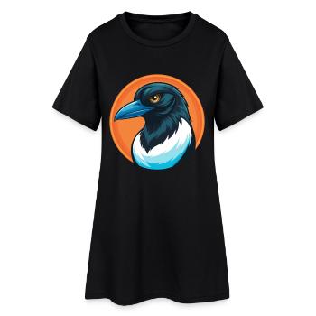 Elster Niedliche Kawaii Cartoon Clipart Tier Haustier Logo - Frauen T-Shirt-Kleid - Schwarz - Vorne