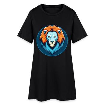Lion mignon Kawaii dessin animé Clipart Animal Pet Logo - Robe T-shirt Femme - noir - Devant
