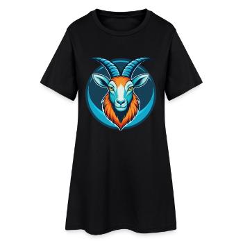 Bouquetin mignon kawaii dessin animé clipart animal de compagnie logo - Robe T-shirt Femme - noir - Devant