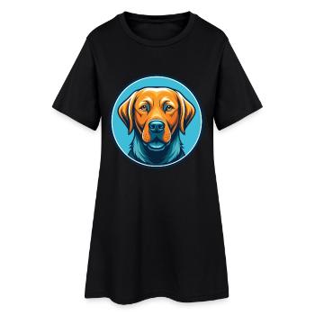 Labrador retriever chien Kawaii dessin animé logo pour animaux de compagnie - Robe T-shirt Femme - noir - Devant