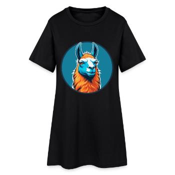 Lama mignon kawaii dessin animé Clipart Animal Animal Pet Logo - Robe T-shirt Femme - noir - Devant