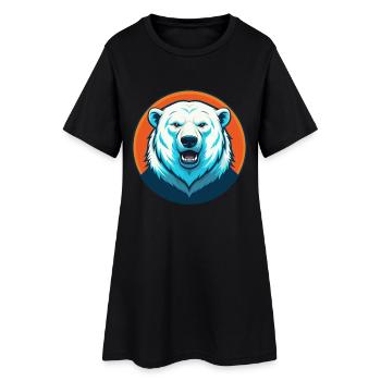 ours polaire mignon Kawaii dessin animé animal de compagnie logo - Robe T-shirt Femme - noir - Devant