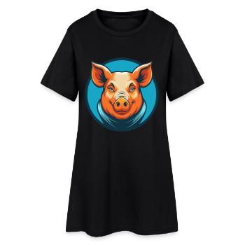 Cochon mignon Kawaii dessin animé Clipart Animal Animal Pet Logo - Robe T-shirt Femme - noir - Devant