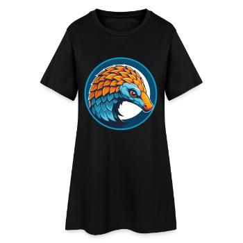 Pangolin Niedliches Kawaii Cartoon Tier Haustier Logo - Frauen T-Shirt-Kleid - Schwarz - Vorne
