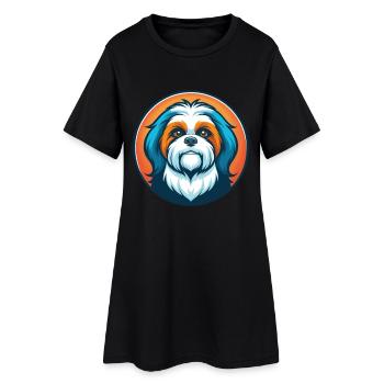 Shih Tzu chien mignon Kawaii dessin animé animal animal logo - Robe T-shirt Femme - noir - Devant