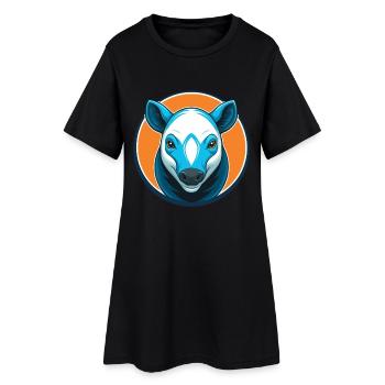 Tapir mignon kawaii dessin animé Clipart Animal Pet Logo - Robe T-shirt Femme - noir - Devant