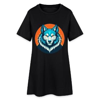 Wolf Cute Kawaii Cartoon Clipart Animal Pet Logo - Women’s T-Shirt Dress - black - Front