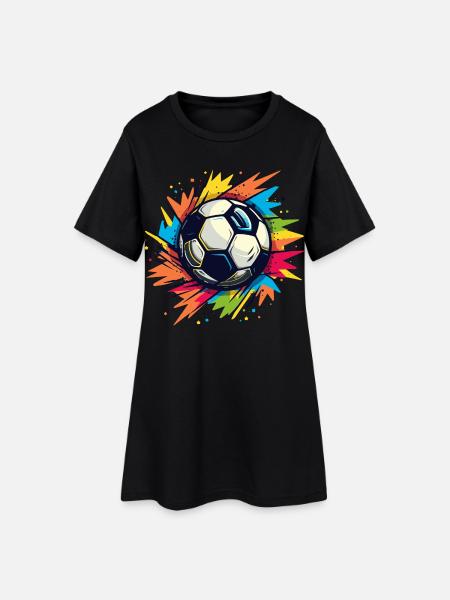 Fußball Graffiti - Frauen T-Shirt-Kleid - Schwarz