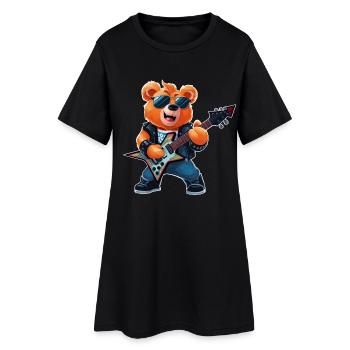 Heavy Metal Teddy Bear Guitarist - Women’s T-Shirt Dress - black - Front