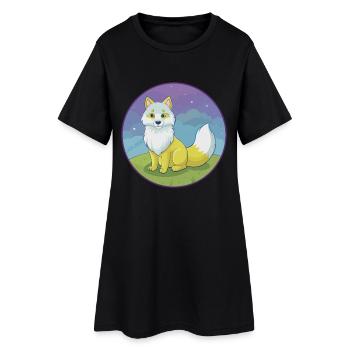 Polarfuchs Niedlich Kawaii Cartoon Clipart Tier Haustier - Frauen T-Shirt-Kleid - Schwarz - Vorne
