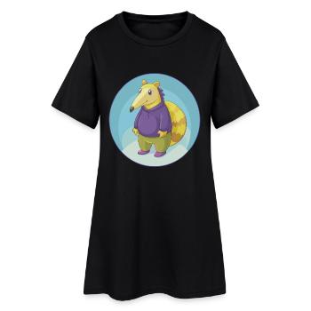 fourmilier mignon Kawaii dessin animé Clipart animal de compagnie - Robe T-shirt Femme - noir - Devant