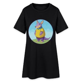 Gürteltier Niedlich Kawaii Cartoon Clipart Tier Haustier - Frauen T-Shirt-Kleid - Schwarz - Vorne