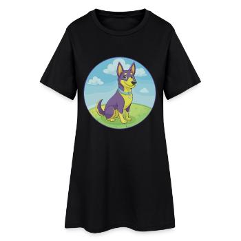 Chien Kelpie Australien Mignon Kawaii Dessin Animé Animal - Robe T-shirt Femme - noir - Devant