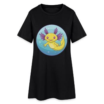 axolotl mignon kawaii dessin animé clipart animal de compagnie - Robe T-shirt Femme - noir - Devant