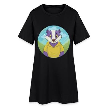 blaireau mignon kawaii dessin animé clipart animal de compagnie - Robe T-shirt Femme - noir - Devant