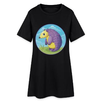 Schuppentier Niedlich Kawaii Cartoon Clipart Tier Haustier - Frauen T-Shirt-Kleid - Schwarz - Vorne