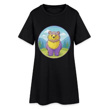 ours mignon kawaii dessin animé clipart animal de compagnie - Robe T-shirt Femme - noir - Devant