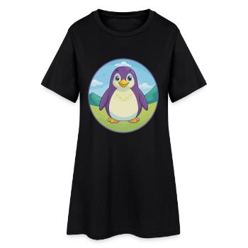 Pingouin mignon Kawaii dessin animé Clipart Animal de compagnie - Robe T-shirt Femme - noir - Devant