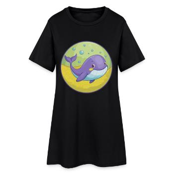 Blauwal Niedlich Kawaii Cartoon Clipart Tier Haustier - Frauen T-Shirt-Kleid - Schwarz - Vorne