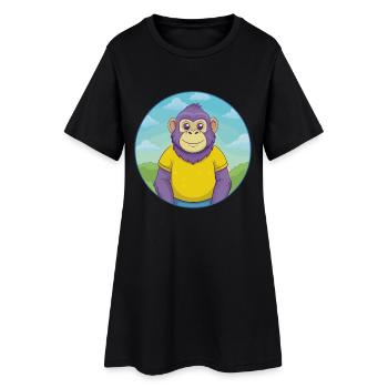 Bonobo Cute Kawaii Cartoon Clipart Animal Pet - Women’s T-Shirt Dress - black - Front
