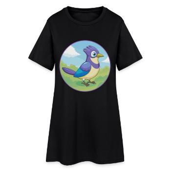 Geai oiseau mignon kawaii dessin animé Clipart animal de compagnie - Robe T-shirt Femme - noir - Devant