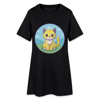 chaton mignon kawaii dessin animé clipart animal de compagnie - Robe T-shirt Femme - noir - Devant