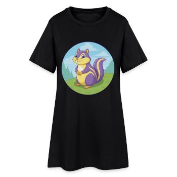 Chipmunk Cute Kawaii Cartoon Clipart Animal Pet - Women’s T-Shirt Dress - black - Front