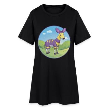 Okapi Niedliche Kawaii Cartoon Clipart Tier Haustier - Frauen T-Shirt-Kleid - Schwarz - Vorne