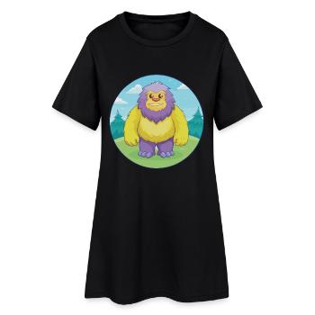 Yeti Niedliche Kawaii Cartoon Clipart Tier Haustier - Frauen T-Shirt-Kleid - Schwarz - Vorne