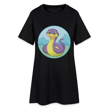 Cobra Mignon Kawaii Dessin animé Clipart Animal de compagnie - Robe T-shirt Femme - noir - Devant