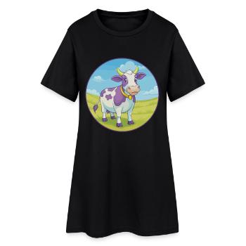 vache mignon kawaii dessin animé clipart animal de compagnie - Robe T-shirt Femme - noir - Devant