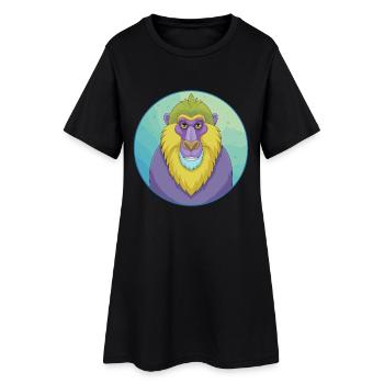 Mandrill mignon Kawaii dessin animé Clipart Animal de compagnie - Robe T-shirt Femme - noir - Devant