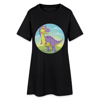 Dinosaur Cute Kawaii Cartoon Clipart Animal Pet - Women’s T-Shirt Dress - black - Front