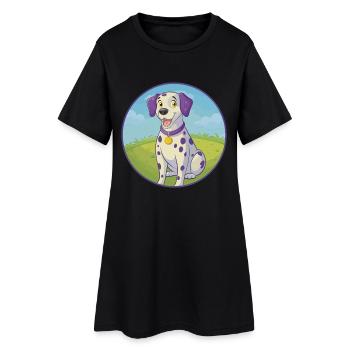 Chien Dalmatien Mignon Kawaii Dessin animé Clipart Animal - Robe T-shirt Femme - noir - Devant
