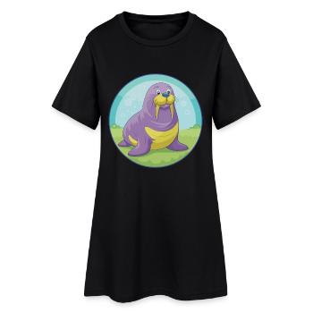 morse mignon kawaii dessin animé clipart animal de compagnie - Robe T-shirt Femme - noir - Devant