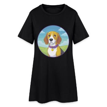 Beagle Hund Niedlich Kawaii Cartoon Clipart Tier Haustier - Frauen T-Shirt-Kleid - Schwarz - Vorne
