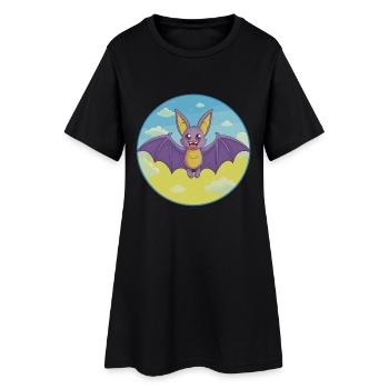 Chauve-souris mignon Kawaii dessin animé Clipart Animal de compagnie - Robe T-shirt Femme - noir - Devant