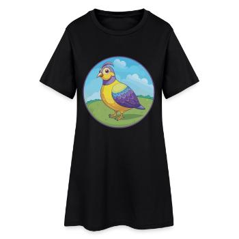 perdrix mignon kawaii dessin animé clipart animal de compagnie - Robe T-shirt Femme - noir - Devant
