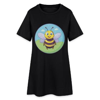 Abeille Mignon Kawaii Dessin animé Clipart Animal de compagnie - Robe T-shirt Femme - noir - Devant
