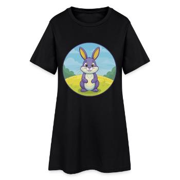Rabbit Cute Kawaii Cartoon Clipart Animal Pet - Women’s T-Shirt Dress - black - Front