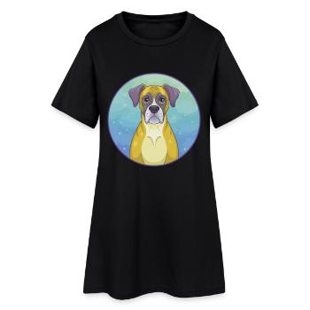 Boxer Chien Mignon Kawaii Dessin animé Clipart Animal Animal de compagnie - Robe T-shirt Femme - noir - Devant