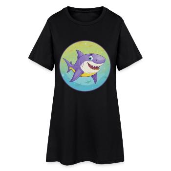 requin mignon kawaii dessin animé clipart animal de compagnie - Robe T-shirt Femme - noir - Devant