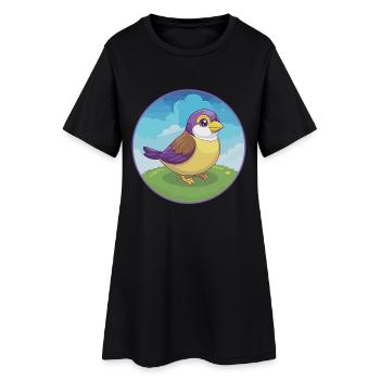Spatz Niedlich Kawaii Cartoon Clipart Tier Haustier - Frauen T-Shirt-Kleid - Schwarz - Vorne