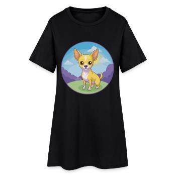 Chihuahua Hund Niedlich Kawaii Cartoon Clipart Tier - Frauen T-Shirt-Kleid - Schwarz - Vorne