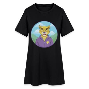 Cougar mignon Kawaii dessin animé Clipart Animal de compagnie - Robe T-shirt Femme - noir - Devant