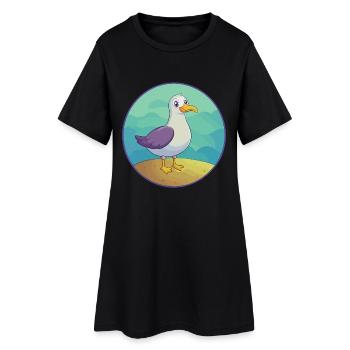 Mouette Mignon Kawaii Dessin animé Clipart Animal de compagnie - Robe T-shirt Femme - noir - Devant