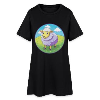 mouton mignon kawaii dessin animé clipart animal de compagnie - Robe T-shirt Femme - noir - Devant