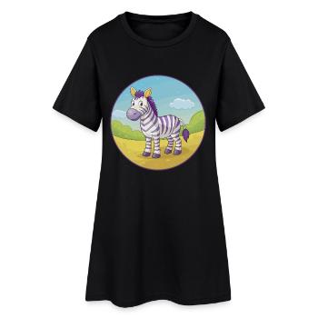 zèbre mignon kawaii dessin animé clipart animal de compagnie - Robe T-shirt Femme - noir - Devant